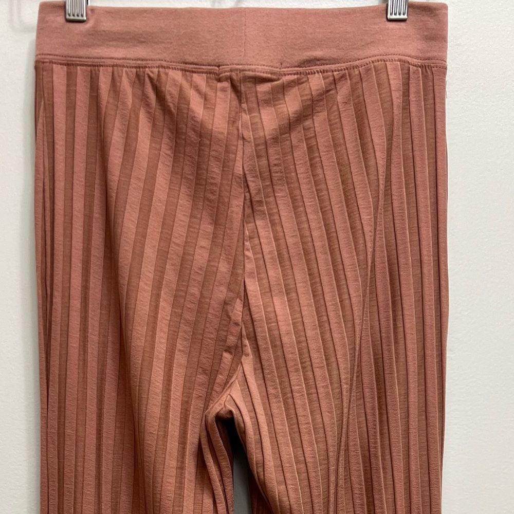 Jonathan Simkhai Standard Celia Ribbed Pleated Wide Leg Stretch Pants in Teak M - Picture 7 of 10